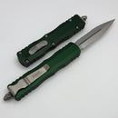 Microtech Dirac D/E Stonewash Standard Partial Serrated & Emerald Green 225-11EG