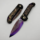 Microtech Marfione Select LUDT Gen III Black Handle w/ Pro-Tech Composites Live Wire Carbon Fiber Inlays & Blued Baker Forge Drop Point w/ Purple Haze Accents 1135-16MS3