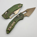 Microtech Marfione Select Manual Stitch RAM LOK Antique Green Titanium Handles & Bronze M390MK 169RL-13MS1