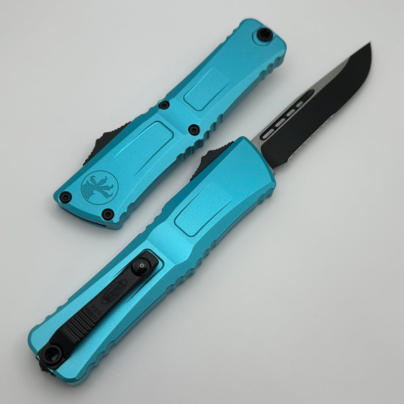 Microtech Knives Combat Troodon Gen III Black Partial Serrated S/E w/ Turquoise Handle 1143-2TQ