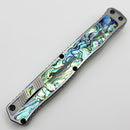 Heretic Knives Custom Cleric II 2 Stainless Steel Handle w/ Abalone Inlays & Hand Ground Mirror Elmax Tanto Blade