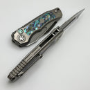 Heretic Knives Custom Wraith Auto V4 w/ Abalone Inlays & Hand Ground Mirror M390 Tanto Blade