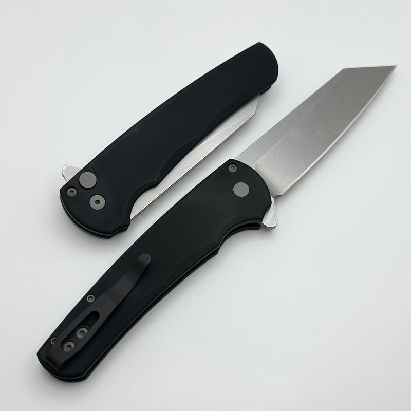 Pro-Tech Malibu Smooth Black Handle & Stonewash MagnaCut Reverse Tanto Blade 5401