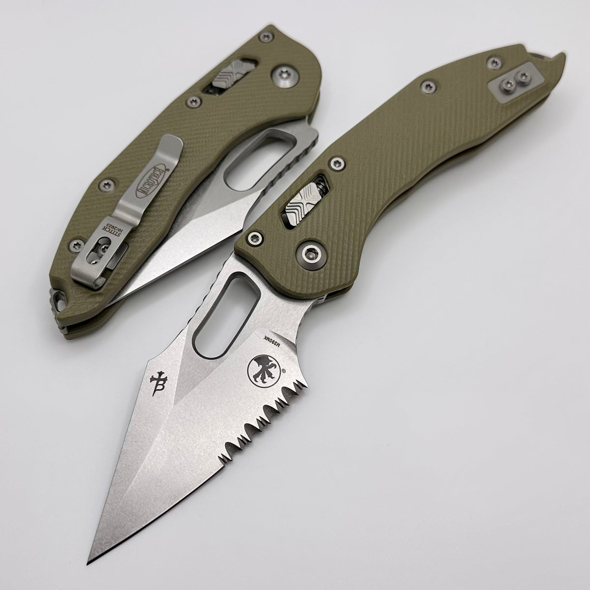 Microtech Knives Manual Stitch RAM LOK Fluted OD Green G-10 & Partial