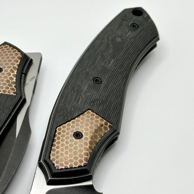 Custom Knife Factory Davless Carbon Fiber & Superconductor w/ Two Tone Blackwash S90V