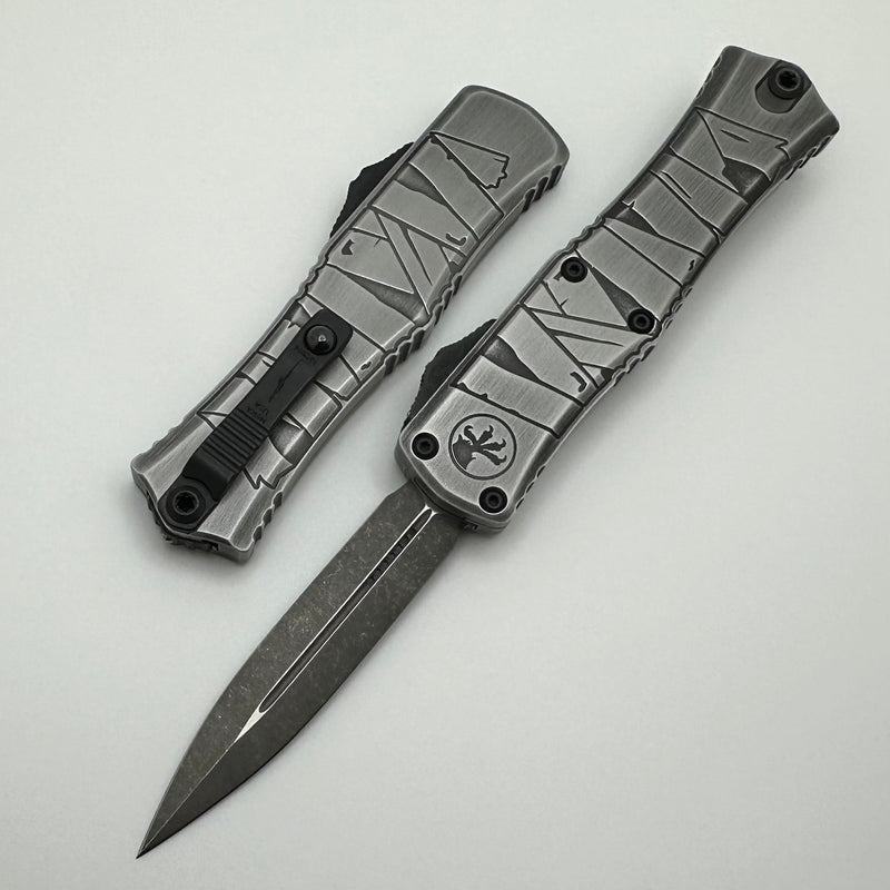 Microtech Knives Mini Hera Brushed Metal Mummy Wrap Halloween D/E M390MK Signature Series 1702M-1BMHWMYS