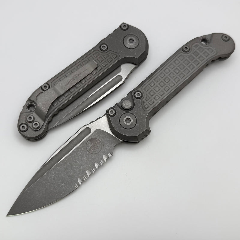 Microtech Knives LUDT Gen III Apocalyptic Drop Point Serrated Frag Titanium Handles 1135-11APFRMS1