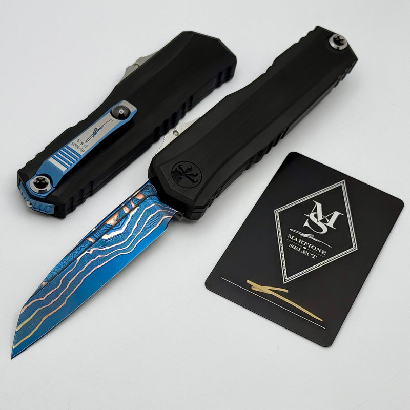 Microtech Marfione Select Cypher II Black w/ Tritium Inlaid Button & S/E Blued Baker Forge Copper-Mai 1241-16MS1