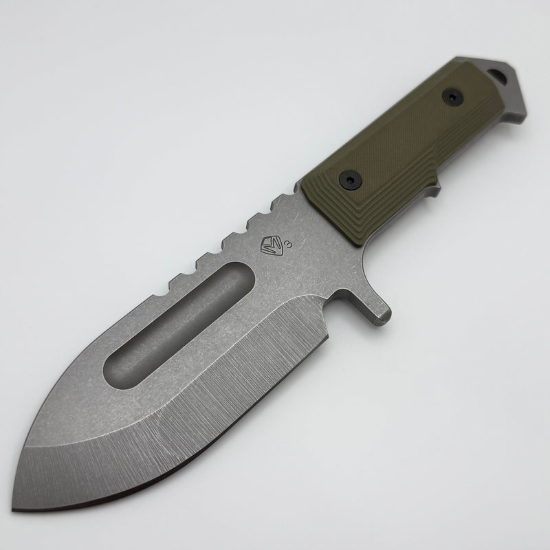 Medford Seawolf Tumbled 3V w/ OD Green G-10 Handles Fixed Blade