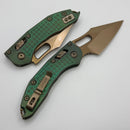 Microtech Marfione Select Manual Stitch RAM LOK Antique Green Frag Titanium Handles & Bronze M390MK 169RL-13FRMS1