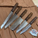 Demko 5 Piece Kitchen Knife Set w/ Japanese Red Oak Handles & VG10 San Mai