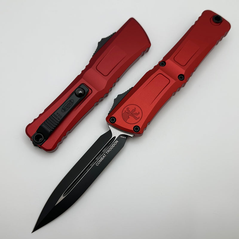 Microtech Knives Combat Troodon Gen III Black Double Edge w/ Red Handle 1142-1RD