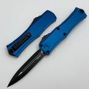 Microtech Knives Mini Hera Black Tactical D/E M390MK w/ Blue Handle 1702M-1BL
