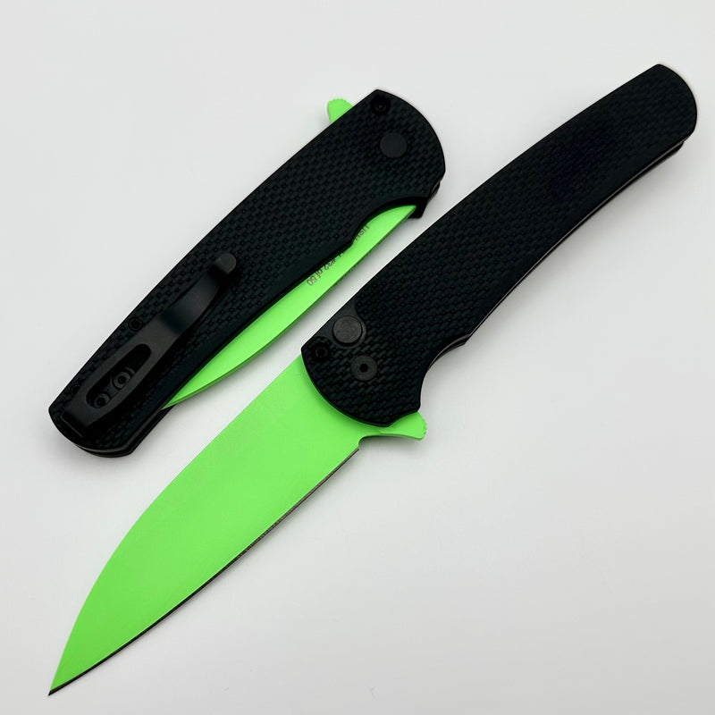 Pro-Tech Malibu USN GXIV Textured Black Handle w/ Black Hardware & Cerakote Green MagnaCut Wharncliffe Blade USN Special