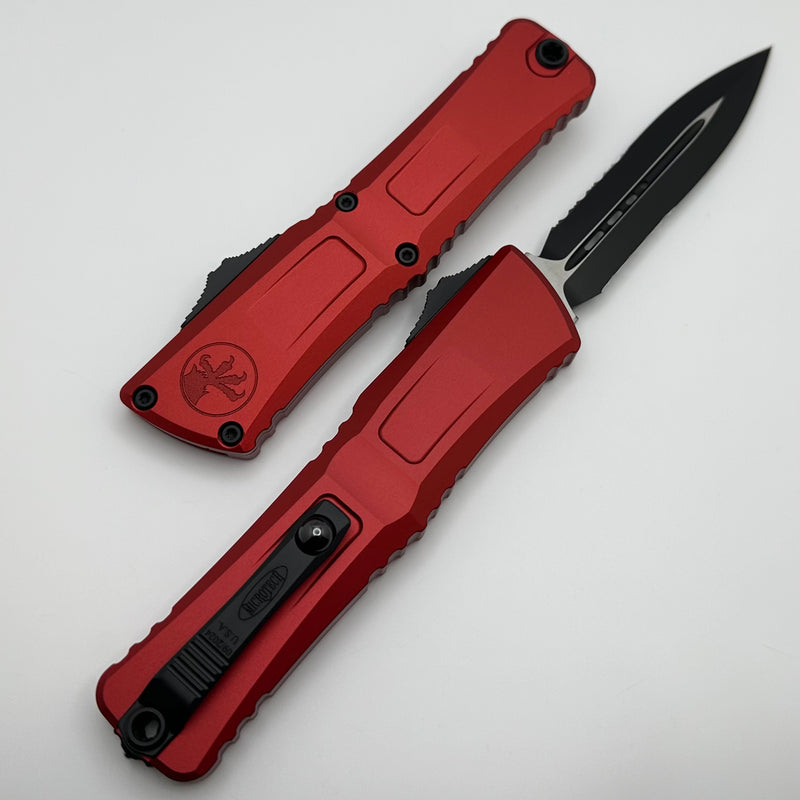 Microtech Knives Combat Troodon Gen III Black D/E Partial Serrated & Red Handle 1142-2RD