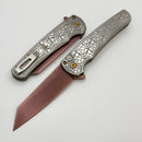 Pro-Tech Malibu Two Tone Nexus Stainless Handle w/ Black Lip Pearl Button & Copper Rose MagnaCut Reverse Tanto Blade & Hardware