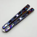 Poikilo Blade PM 1 DAO Balisong Full Dress ZircuTi Handles w/ Mother of Pearl Inlays & Baker Forge Volcanic River