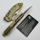 Microtech Marfione Select Manual M-Stitch RAM LOK Antique Gold Titanium Handles & Bronze M390MK 169MRL-13MS2