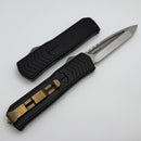 Medford Knife OTF Praetorian S45 Tumbled Tanto & Black Aluminum w/ Bronze Hardware