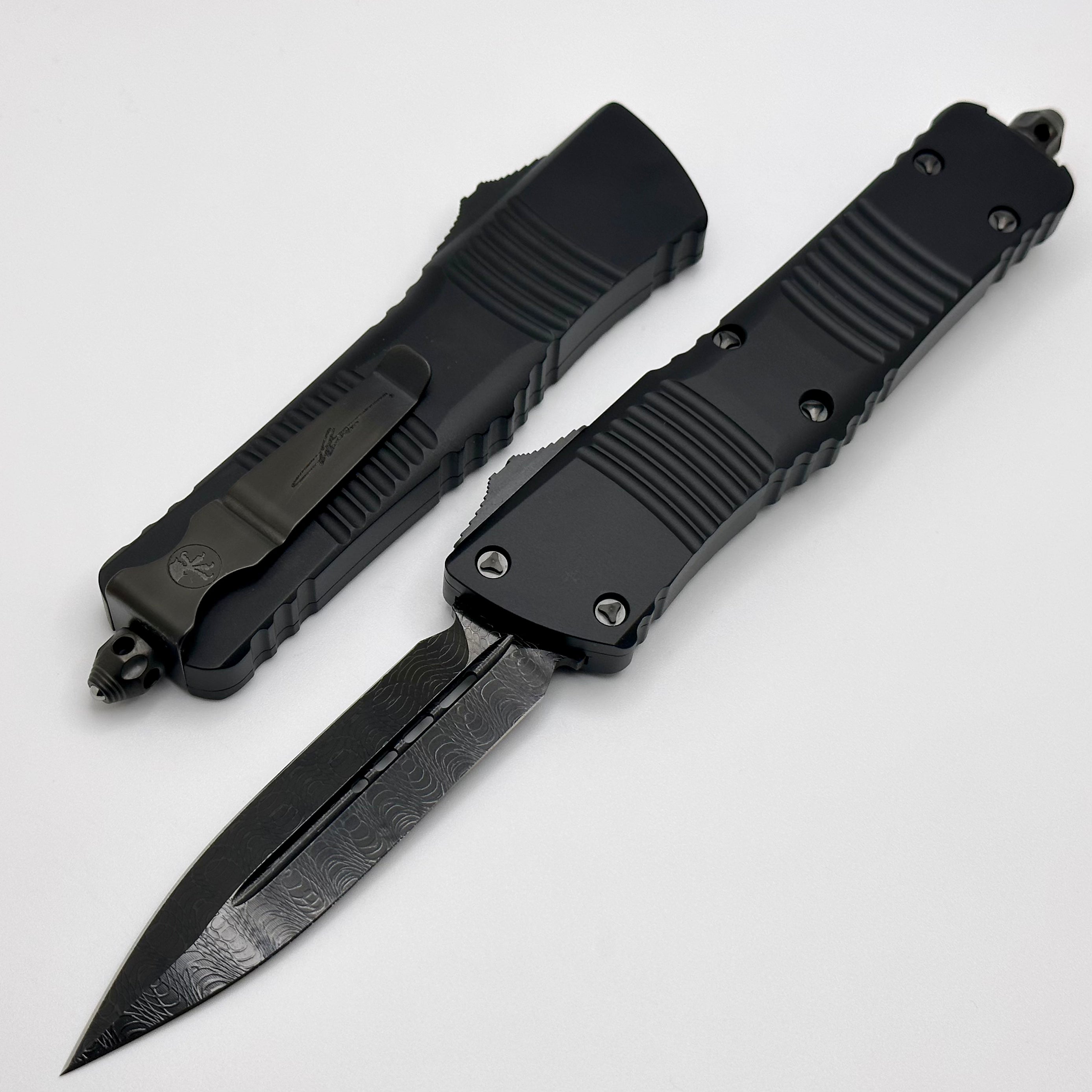 Microtech Combat Troodon Shadow w/ DLC Damascus Double Edge Signature