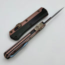 Marfione Select Microtech Glykon Black Handle w/ Rose Gold PVD & Blue Ti Accents w/ Blued Coppermai Bayonet 184-16MS2