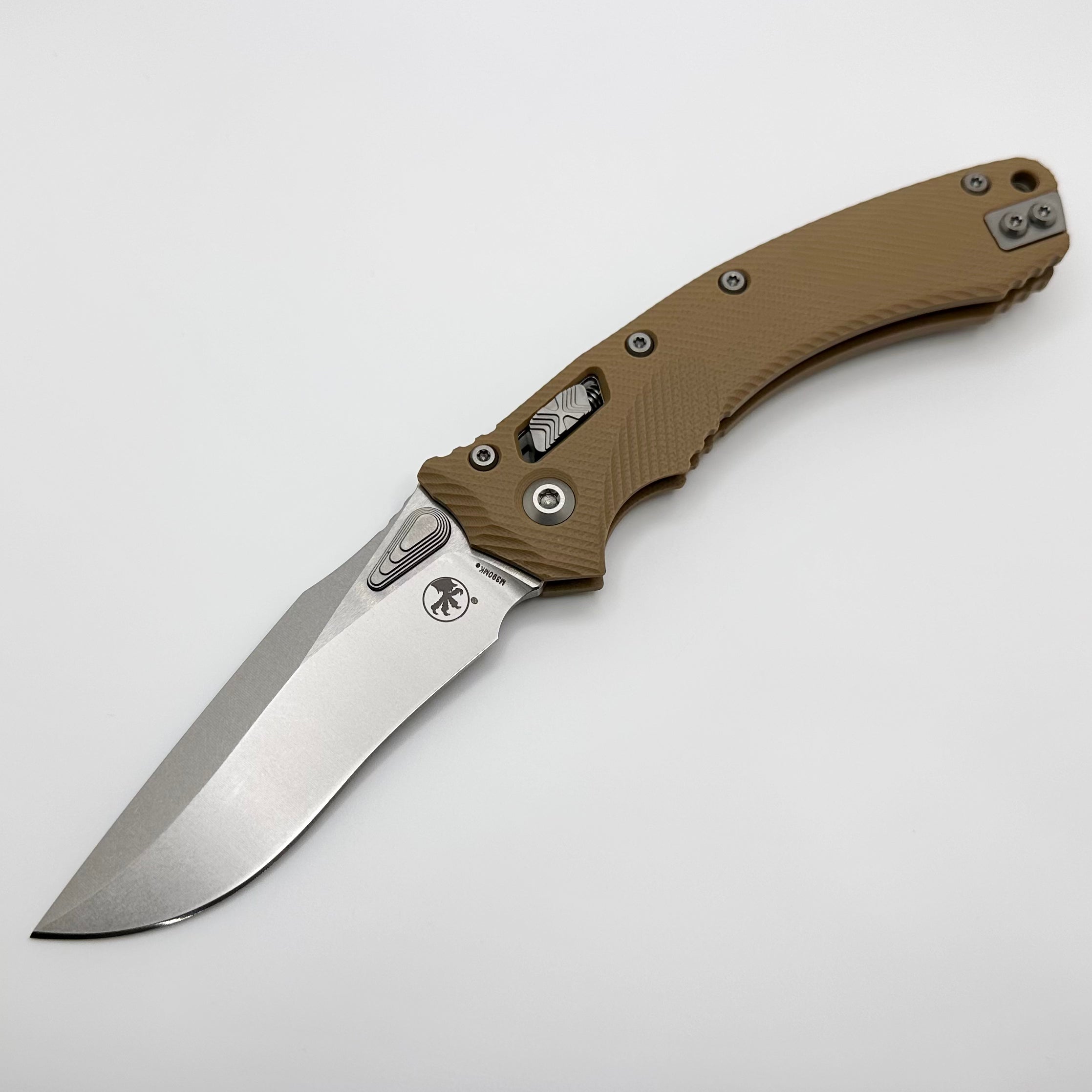 Microtech Amphibian RAM LOK Tan Fluted G-10 & Stonewash M390MK 137RL-1