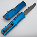 Microtech Knives Combat Troodon Gen III Apocalyptic Partial Serrated Interceptor w/ Blue Handle Signature Series 1217-11APBLS