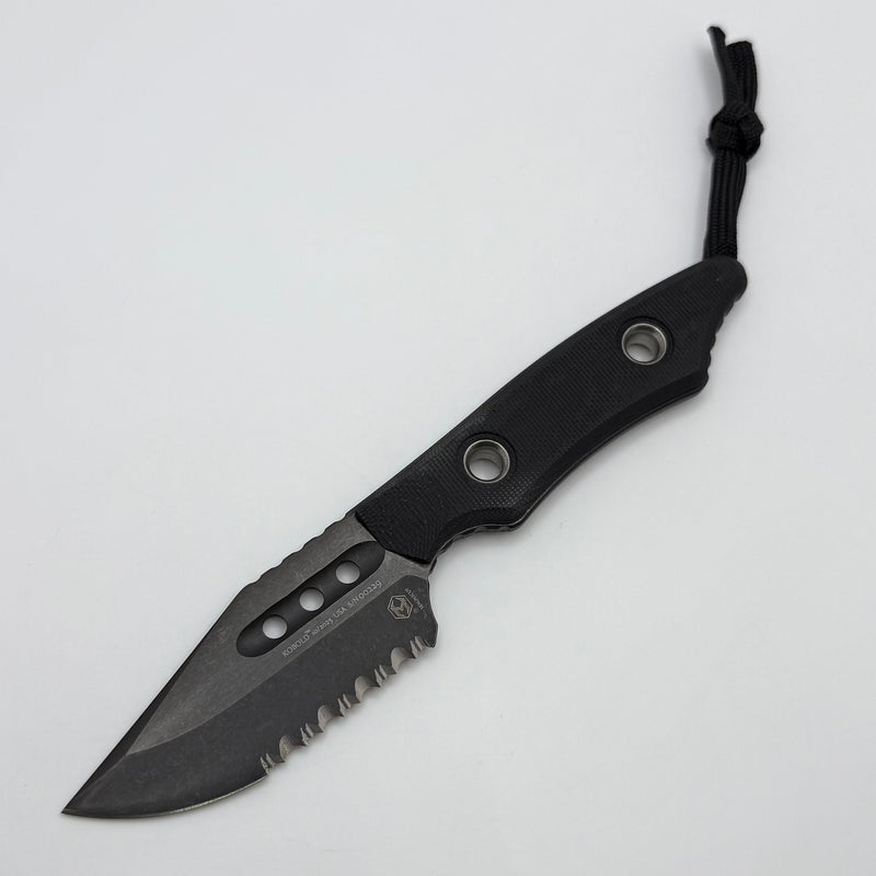 Heretic Kobold Black G-10 Handles w/ Serrated DLC Bowie MagnaCut Fixed Blade H065-6B-BLK/G10