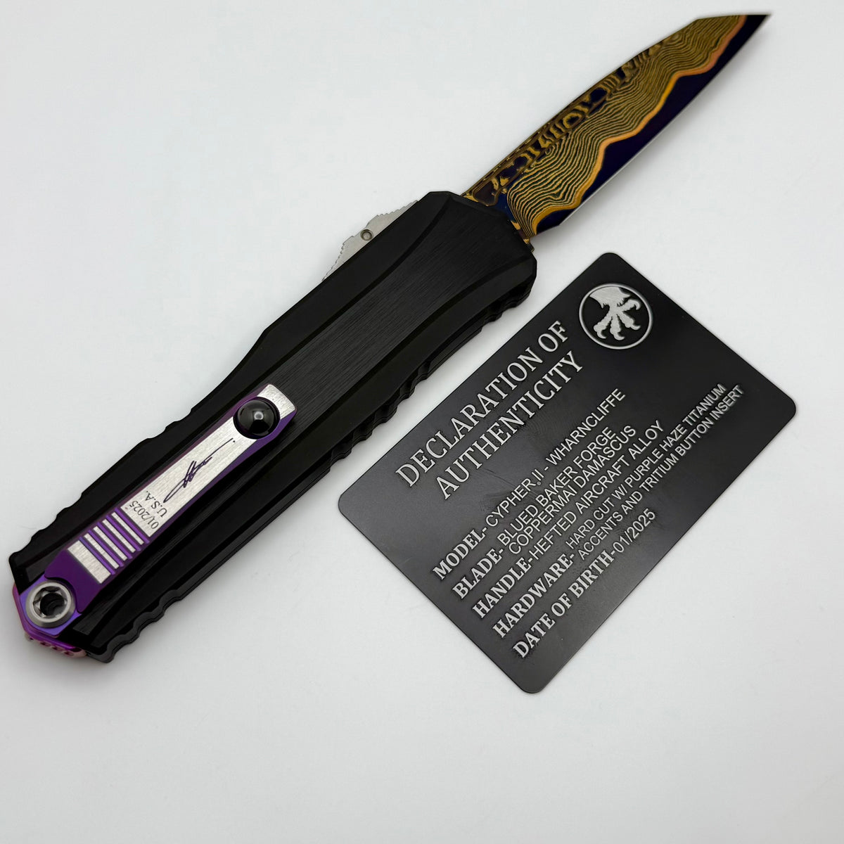 Microtech Marfione Select Cypher II Black w/ Tritium Inlaid Button & S