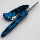 Microtech Socom Elite Manual Tanto Stonewash Partial Serrated & Blue Handles 161-11BL