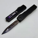 Microtech Marfione Select Ultratech ZBP D/E Blued Baker Forge IceStorm w/ Hefted Black Handle & Purple Accents 1122-16MS3