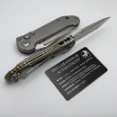 Microtech Knives LUDT Gen III Full Serrated Stonewash Tanto & Titanium Slab Side Handles w/ Bronze Accents 1136-12MS1