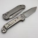 Microtech Knives LUDT Gen III Full Serrated Stonewash Tanto & Titanium Slab Side Handles w/ Bronze Accents 1136-12MS1