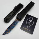 Microtech Marfione Select Ultratech ZBP Tanto Blued Baker Forge Coppermai w/ Hefted Black Handle 1123-16MS2