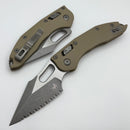 Microtech Knives Manual Stitch RAM LOK Fluted Tan G-10 Handles & Apocalyptic Full Serrated M390MK 169RL-12APFLGTTA