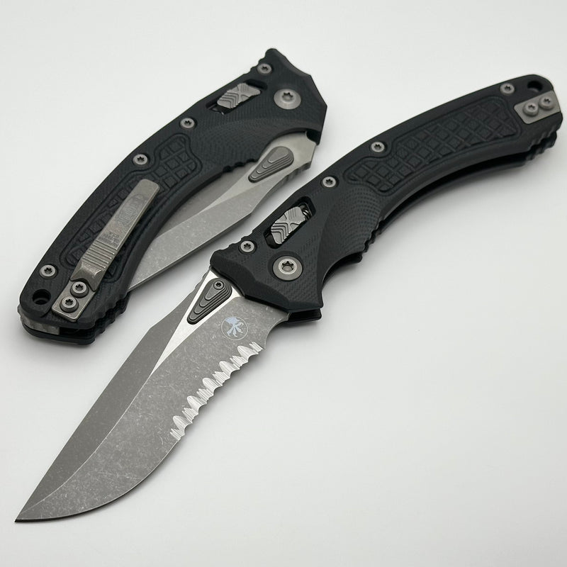 Microtech Amphibian RAM LOK Black Frag G-10 & Partial Serrated Apocalyptic M390MK 137RL-11APFRGTBK