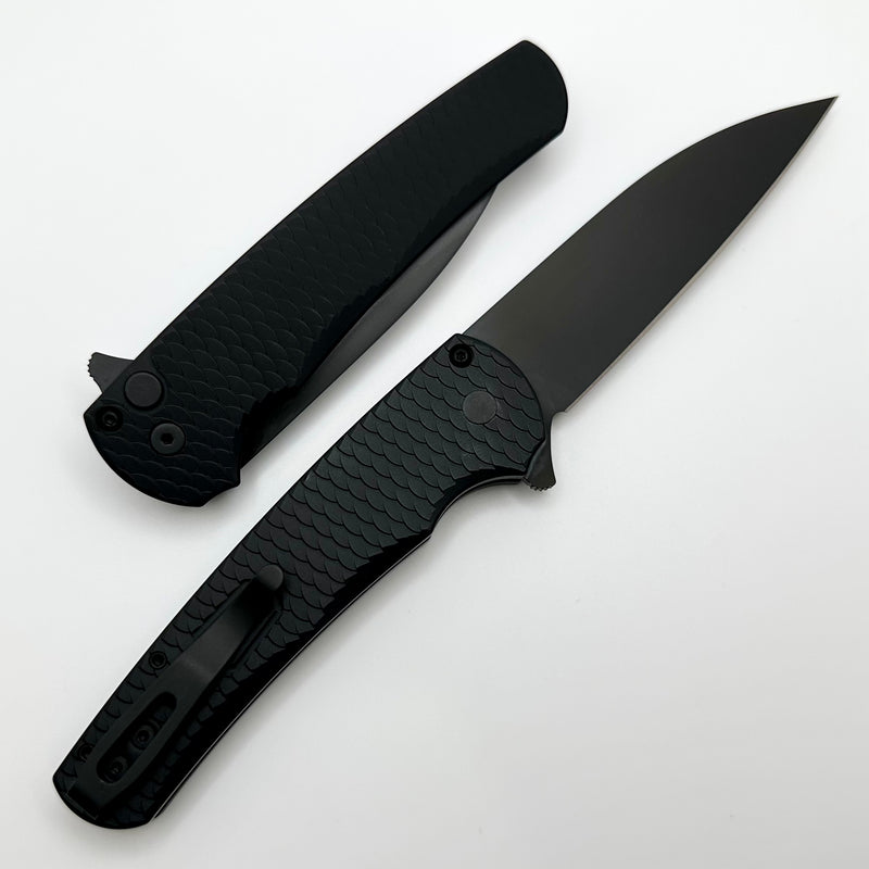 Pro-Tech Malibu Dragon Scale Black Handle w/ Black Hardware & DLC MagnaCut Wharncliffe Blade 5336