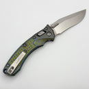 Microtech Amphibian Mini RAM LOK Stonewash Titanium Galactic Gold Frag & Stonewash M390MK w/ Blue Accents 137MRL-10FRMS15