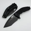 Heretic Knives Medusa Manual Black Aluminum Frame Lock w/ Grip Inlays & DLC MagnaCut Recurve H010-6A-T
