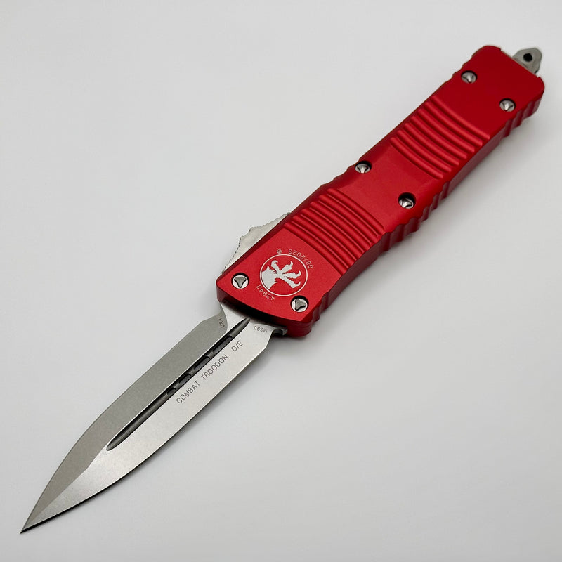 Microtech Combat Troodon Double Edge Stonewash Standard & Red 142-10RD