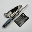 Marfione Select Microtech Socom Ram-Lok Titanium Textured Inlaid Handles w/ Blue Accents & Spear Point Stonewash Serrated M390MK 160RL-11SMS3