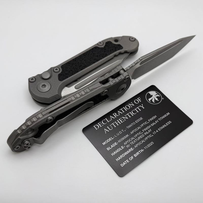 Microtech Knives LUDT Gen III Apocalyptic Tanto Titanium Handles w/ Textured Inlays 1136-10APMS2