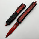 Microtech Makora Weathered Red Double Edge w/ Weathered Red Bubble Inlays & DLC Deep Engraving w/ Nickel Boron Internals Signature Series 206-1BIWRDS