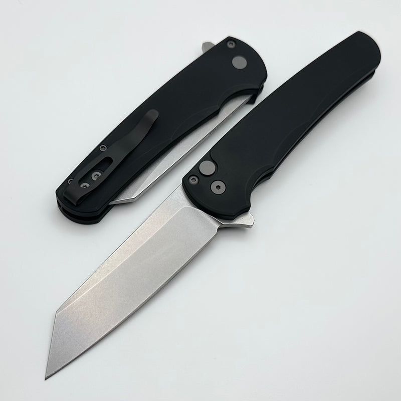 Pro-Tech Malibu Smooth Black Handle & Stonewash MagnaCut Reverse Tanto Blade 5401