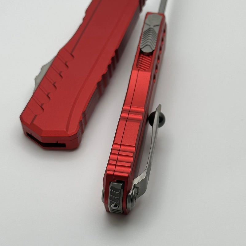 Microtech Cypher II S/E Stonewash Standard & Red Handle 1241-10RD