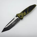 Grenade Blem Microtech Socom Elite Tanto Edge Partial Serrated Manual OD Green Standard 161-2OD