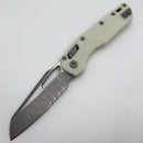 Pre-Owned Microtech Knives MSI RAM LOK White Polymer Injection Molded & Apocalyptic Partial Serrated M390MK 210T-11APPMWH