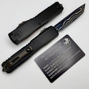 Microtech Marfione Select Ultratech ZBP Tanto Blued Baker Forge Icestorm Damascus w/ Hefted Black Handle 1123-16MS3