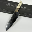 Microtech Chef's Knife Proof Run Ivory G-10/Bronze Ti Handle w/ San Mai Damascus M390 3000B-16IVPR