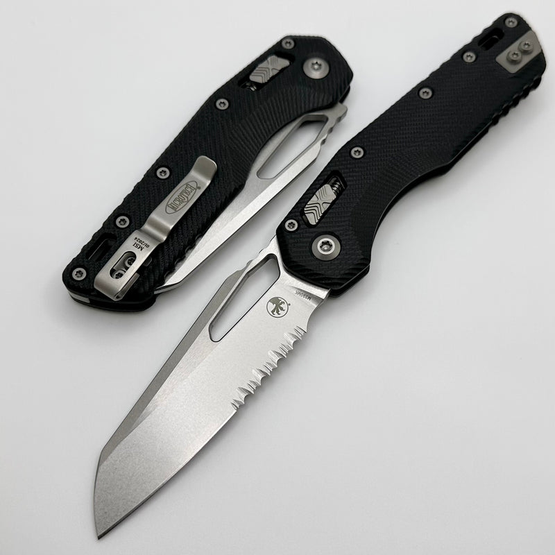 Microtech Knives MSI RAM LOK Black Fluted G-10 & Partial Serrated Stonewash M390MK 210-11FLGTBK